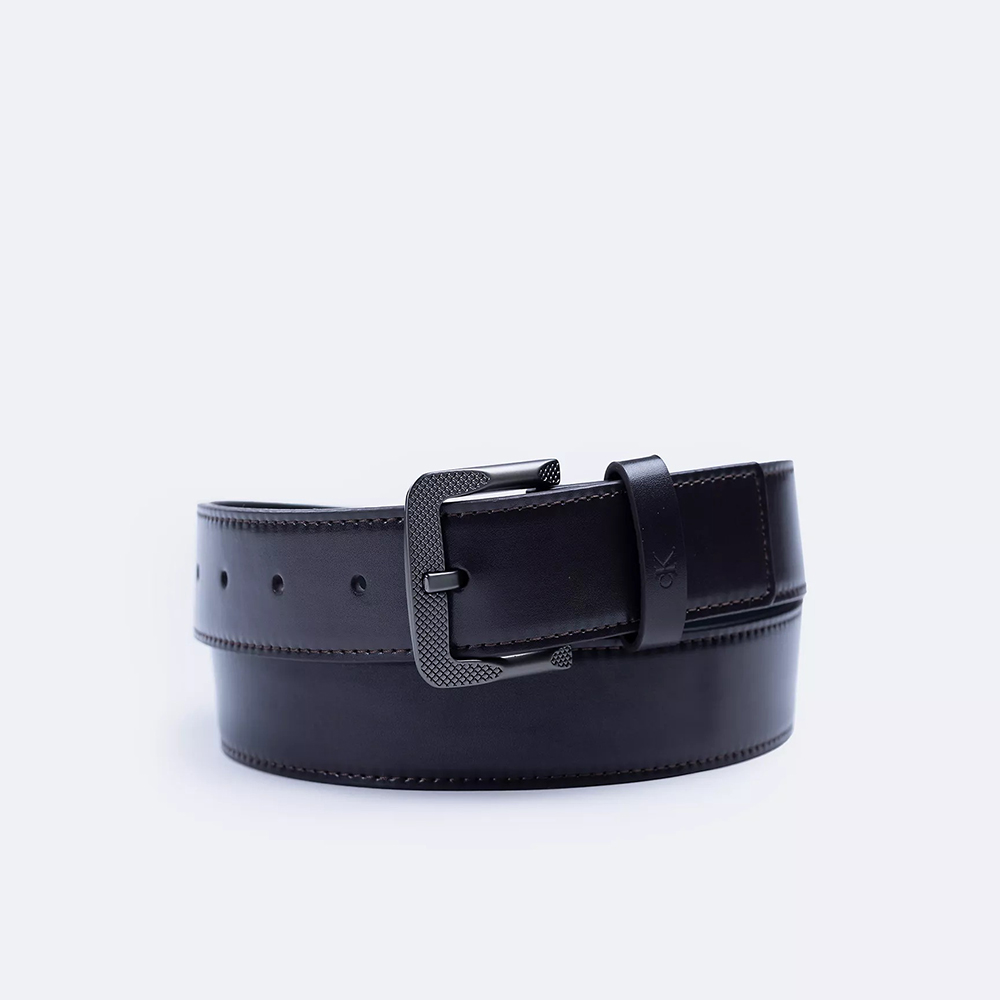 Thắt lưng Calvin Klein Textured Harness Buckle Belt - Dark Brown, Size M (34-36)