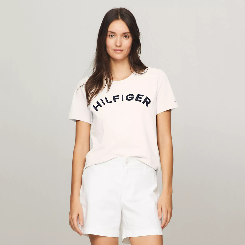 Áo Tommy Hilfiger Embroidered Hilfiger Logo - White, Size L