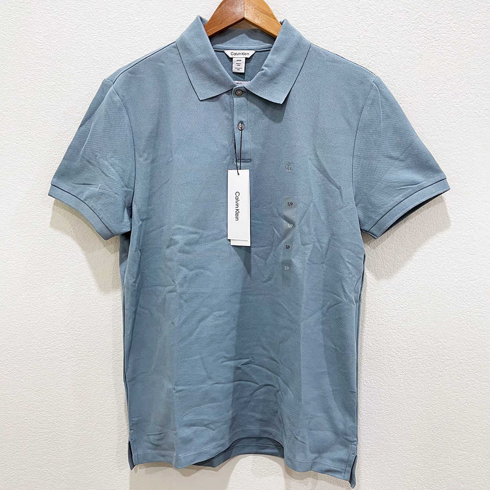 Áo Calvin Klein Refined Pique Polo Shirt - Windward Blue, Size S