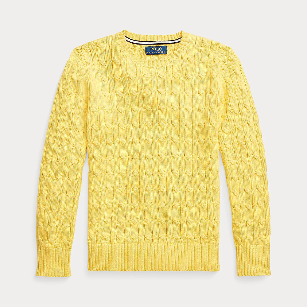 Áo Polo Ralph Lauren Cable-Knit Cotton Sweater - Yellow, Size L(14-16)