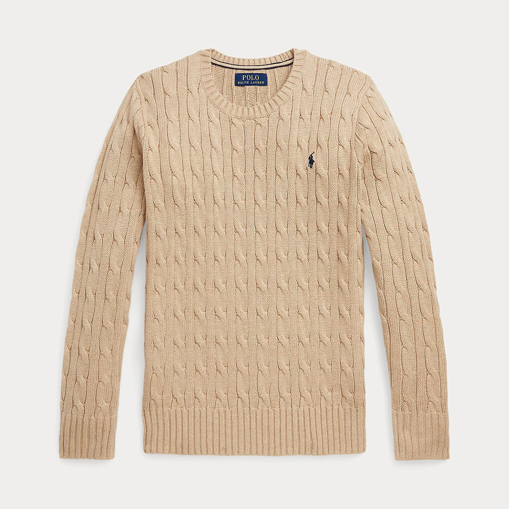 Áo Polo Ralph Lauren Cable-Knit Cotton Sweater - Brown, Size XL(18-20)