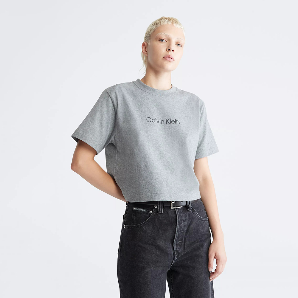 Áo Calvin Klein Boxy Fit Standard Logo Crewneck - Grey, Size XS