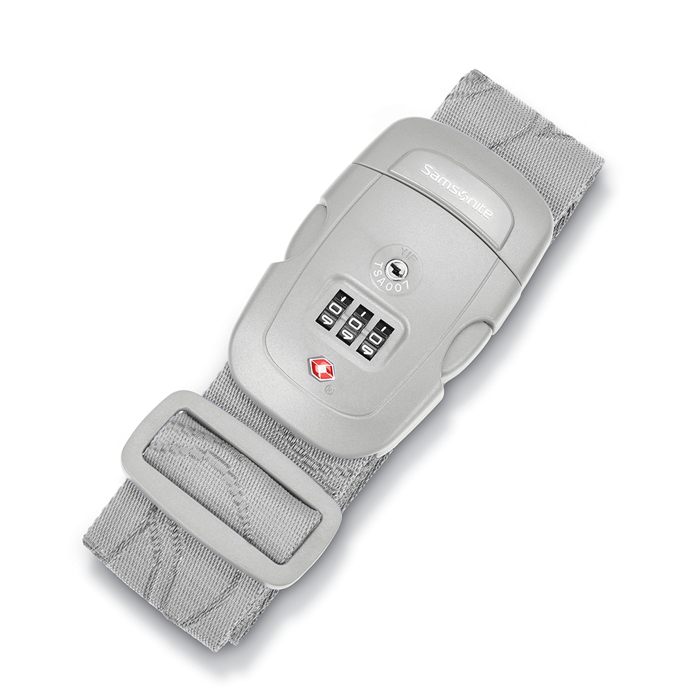 Dây buộc vali Samsonite 3 Dial Travel Sentry Combination Luggage Strap, Light Grey