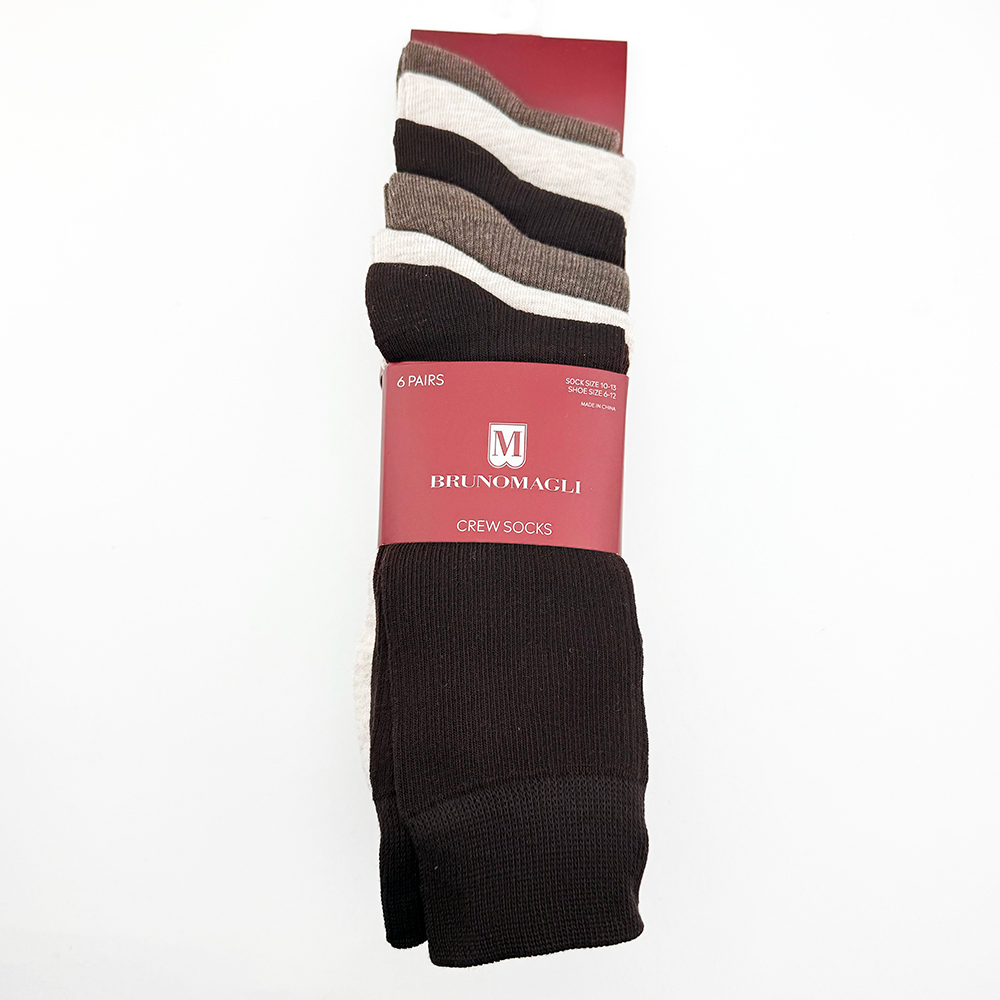 Vớ Bruno Magli Crew Socks - Set 6 đôi, Brown