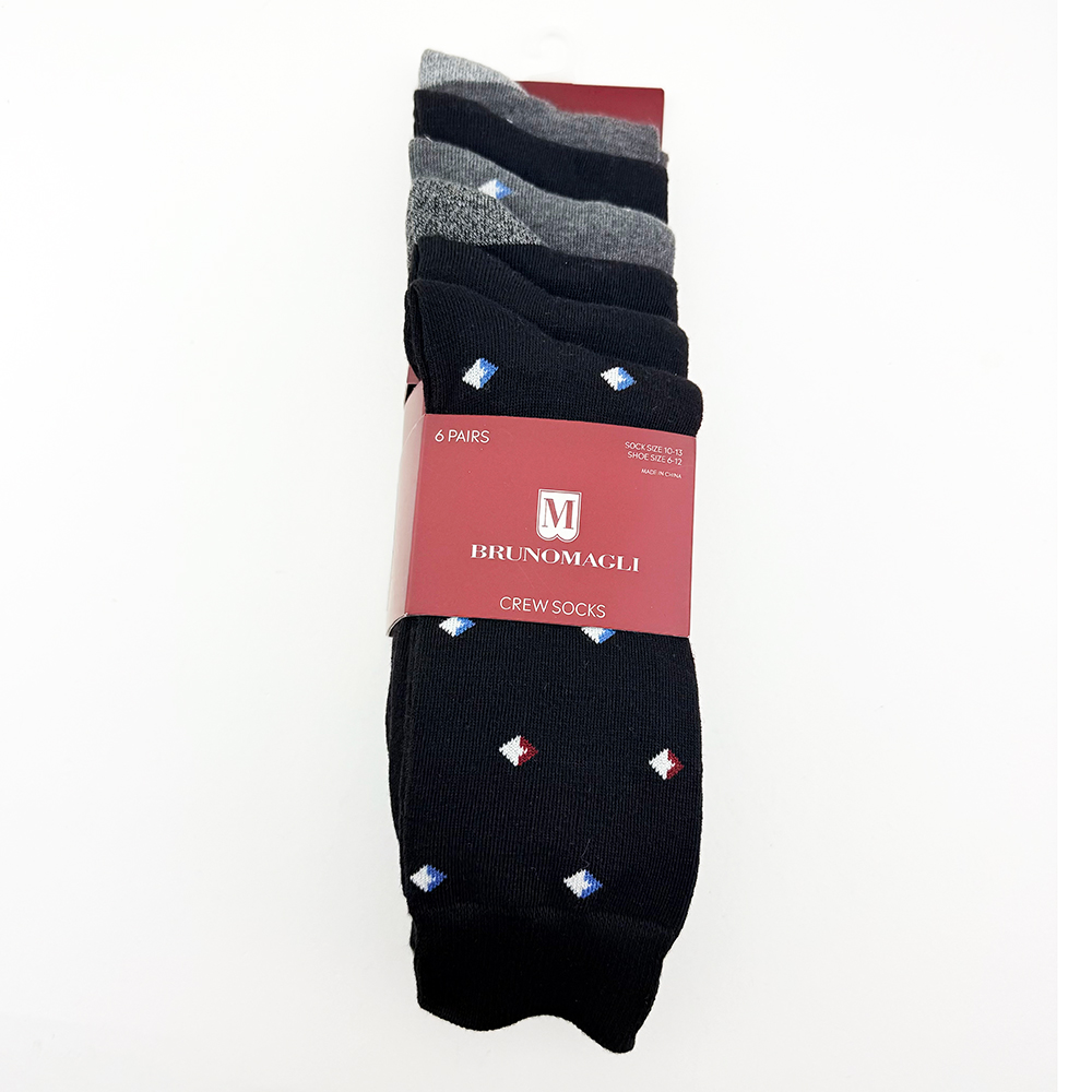 Vớ Bruno Magli Crew Socks - Set 6 đôi, Black