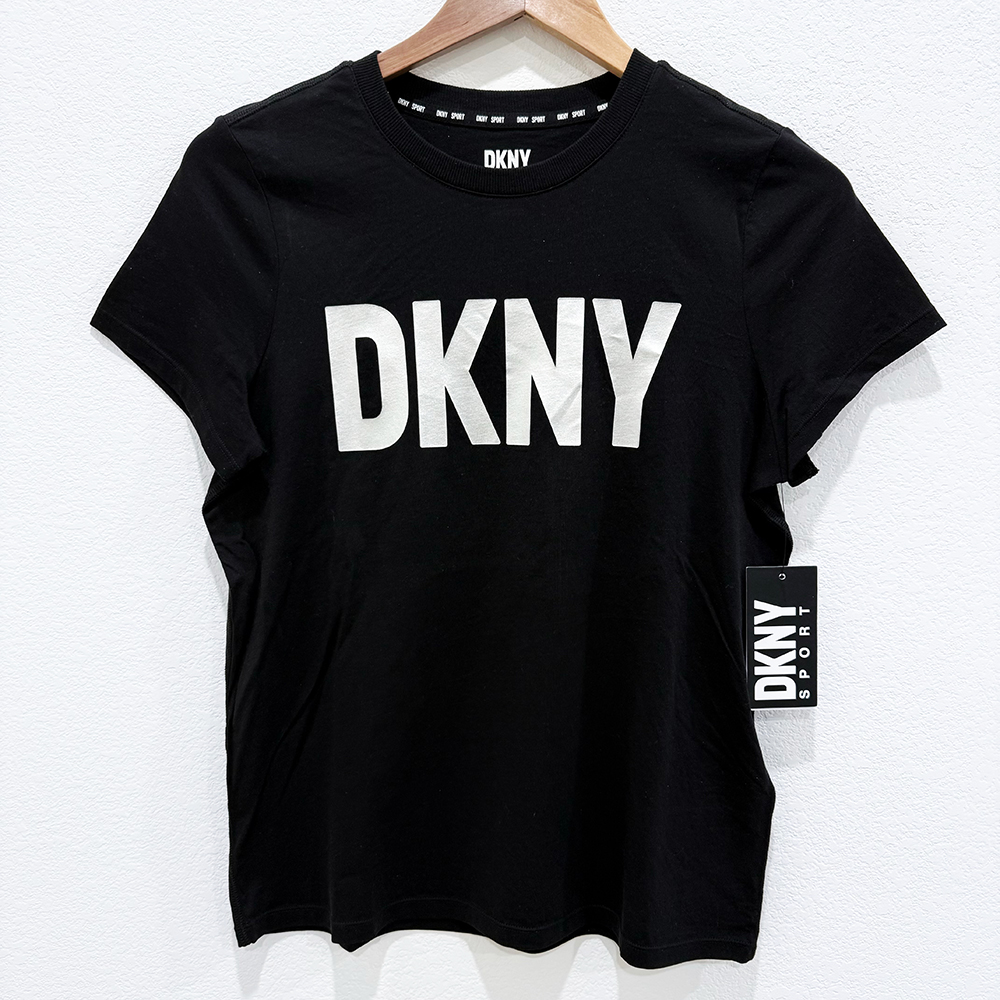 Áo DKNY Metallic Logo - Black/Silver, Size XS