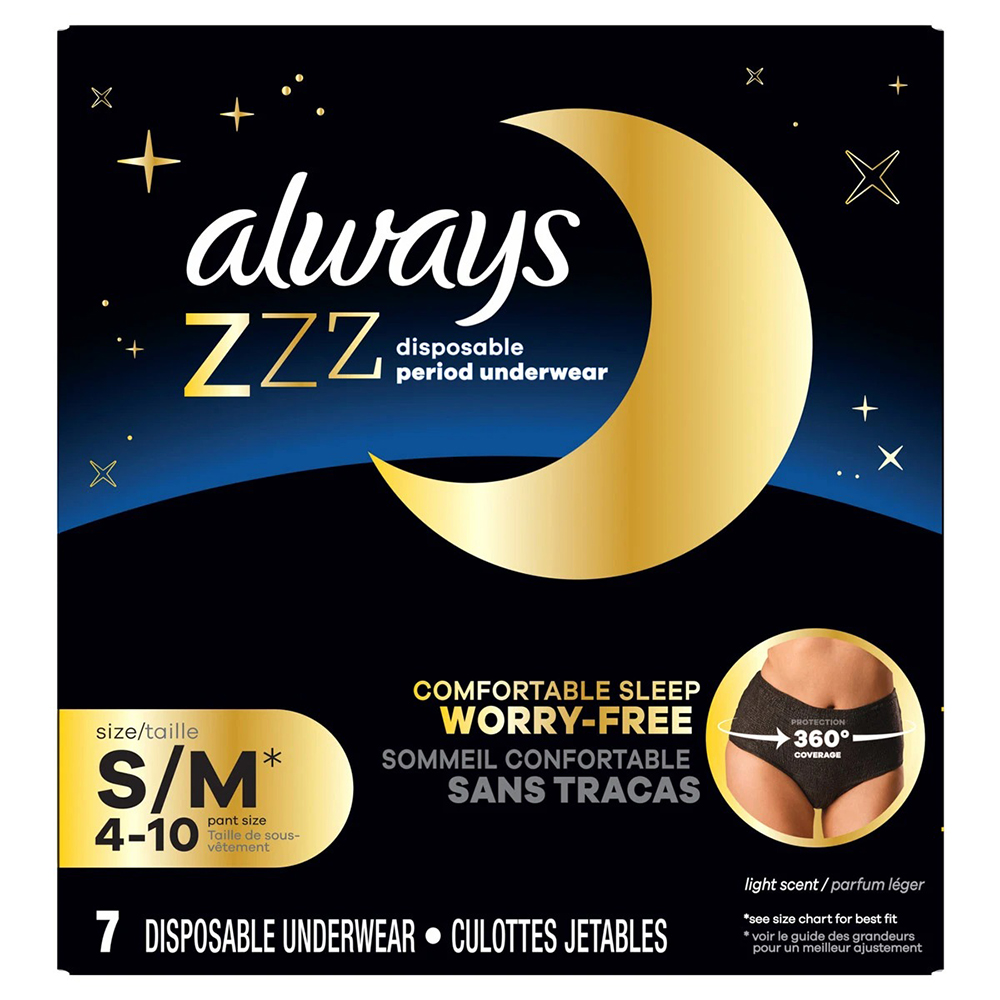 Băng vệ sinh dạng quần Always ZZZ Disposable Overnight - Size S/M, 7 cái.