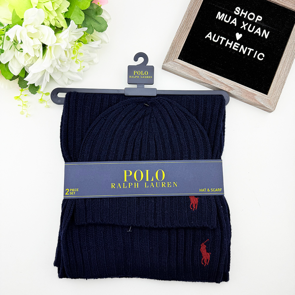 Set mũ và khăn choàng Polo Ralph Lauren, Navy