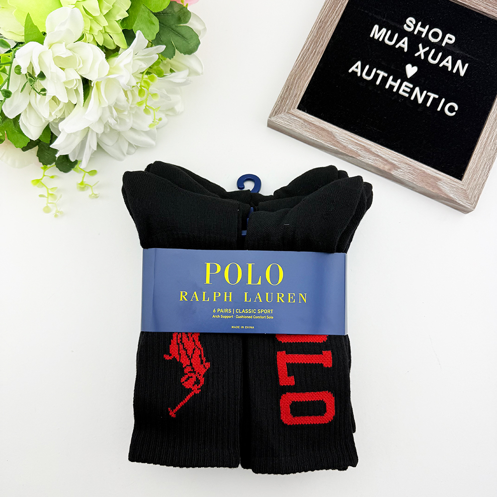 Vớ Polo Ralph Lauren Classic Sport - Set 6 đôi, Black