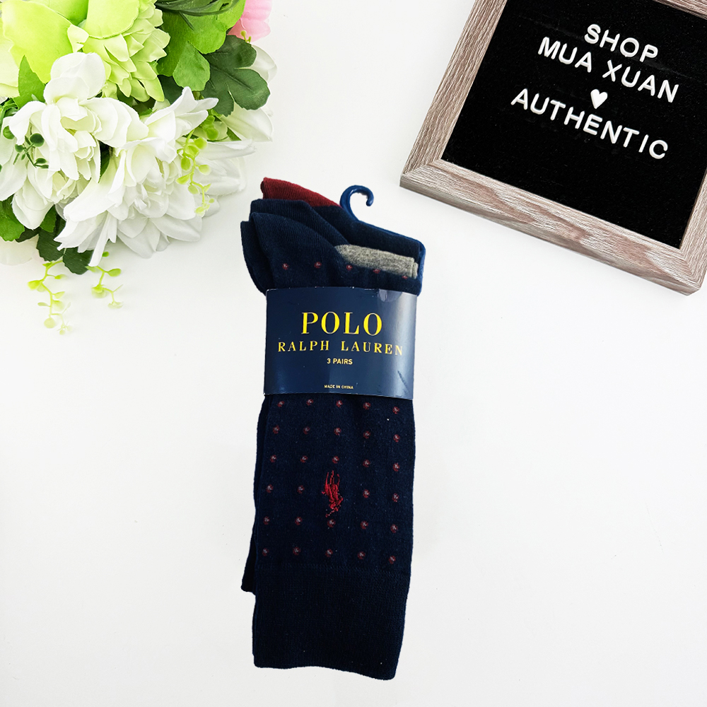 Vớ Polo Ralph Lauren Trouser Dress - Set 3 đôi, Polka-Dot Navy/Grey/Navy