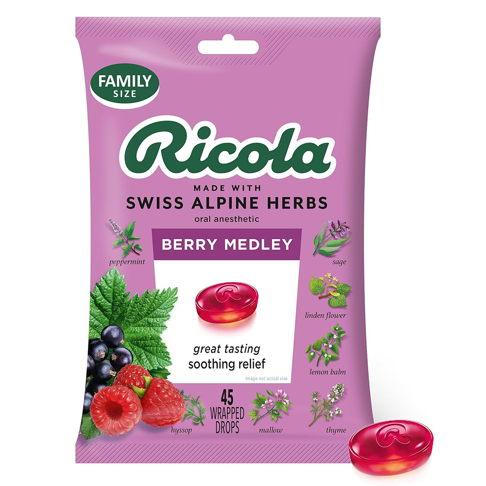 Kẹo ngậm Ricola Herb Throat - Berry Medley, 45 viên