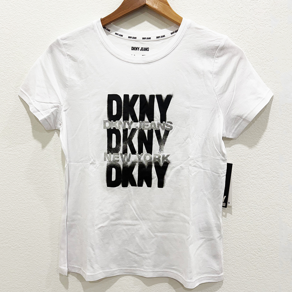 Áo DKNY Jeans Glitter Logo - White, Size S