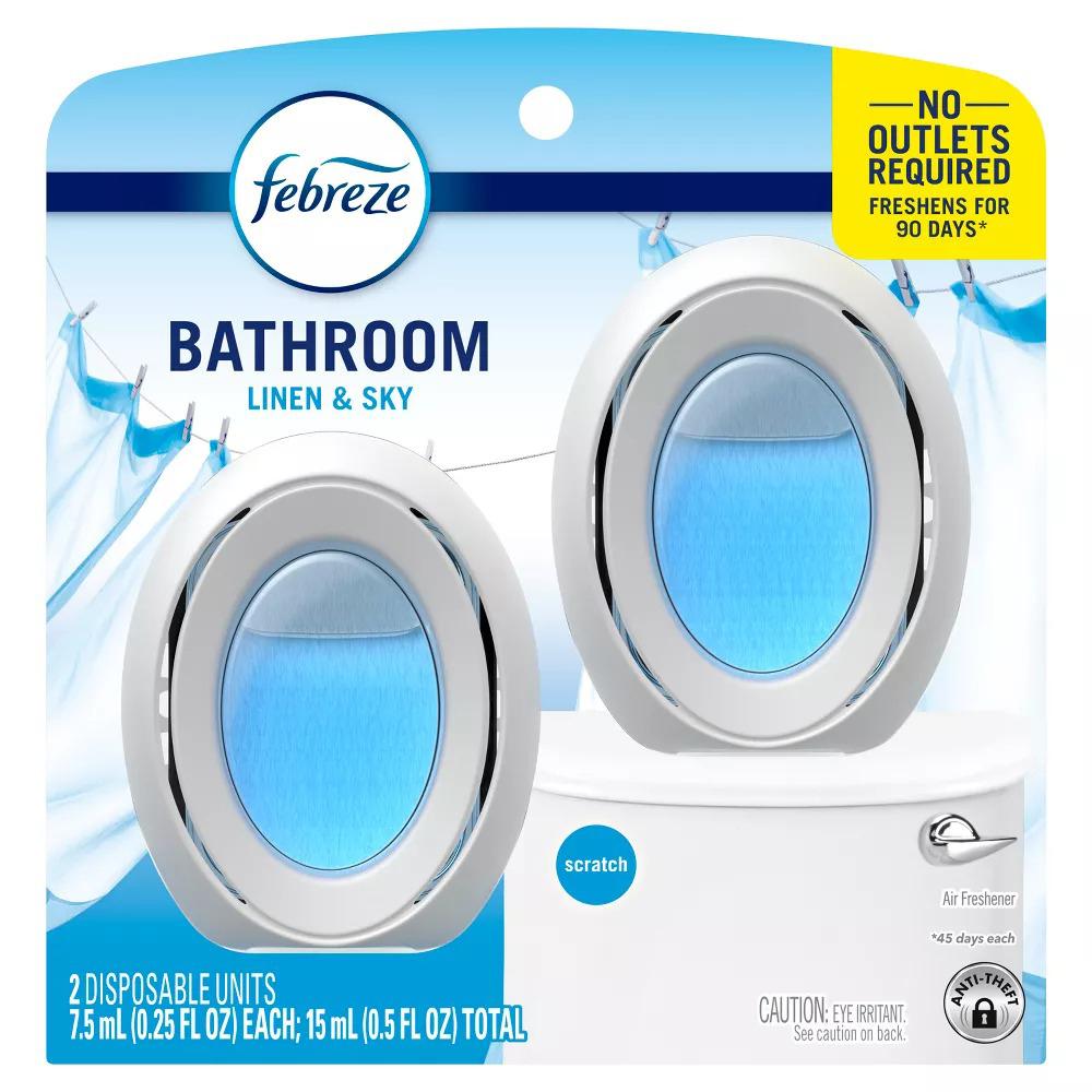 Tinh dầu thơm phòng Febreze Bathroom - Linen & Sky, 2 x 7.5ml