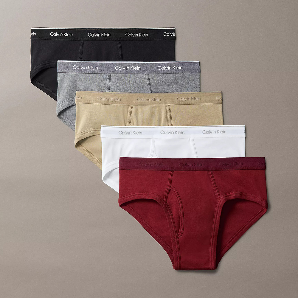 Set 3 quần Calvin Klein Cotton Classics Hip Brief - Balck/Grey/Red/White/Tan, Size M