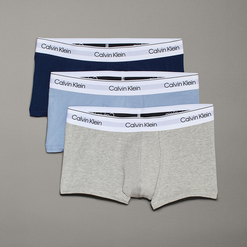 Set 3 quần Calvin Klein Modern Cotton Low Rise Trunks - Navy/Blue/Grey, Size M