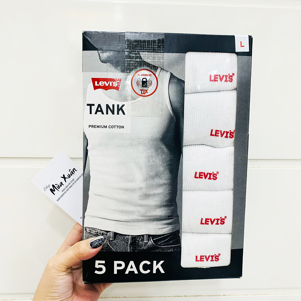 Set 5 áo Levi's Premium Cotton Tank Top - White, Size L