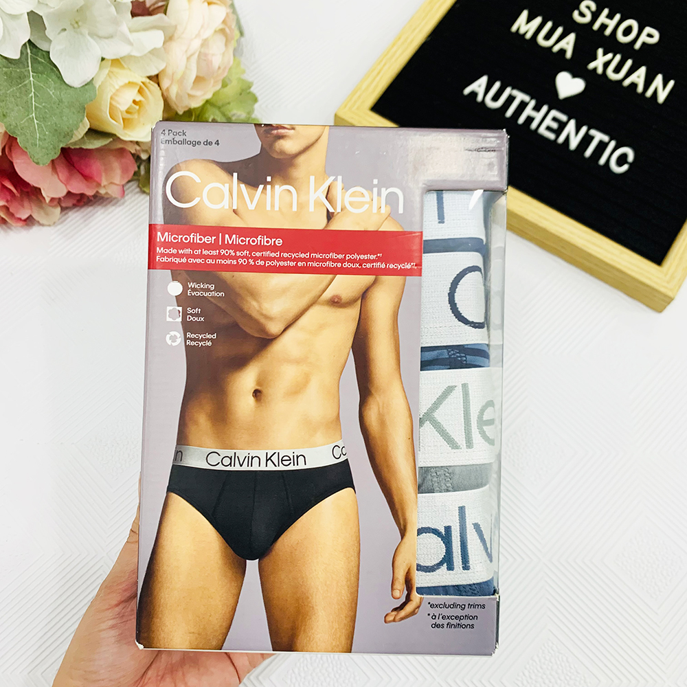 Set 4 quần Calvin Klein Chromatic Microfiber Hip Brief - Navy/Stripe/Grey/Turbulence, Size L