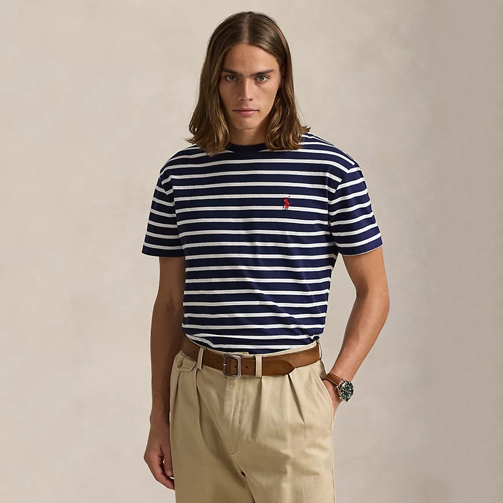 Áo Polo Ralph Lauren Classic Fit Striped Jersey - Blue, Size L