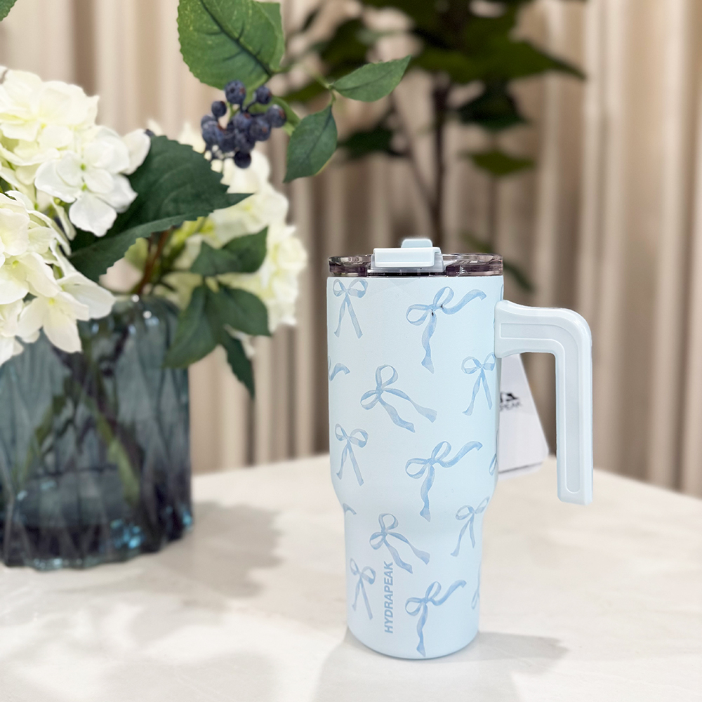 Ly giữ nhiệt Hydrapeak Voyager With Handle And Straw Lid - Blue Bows/Powder Blue, 740ml