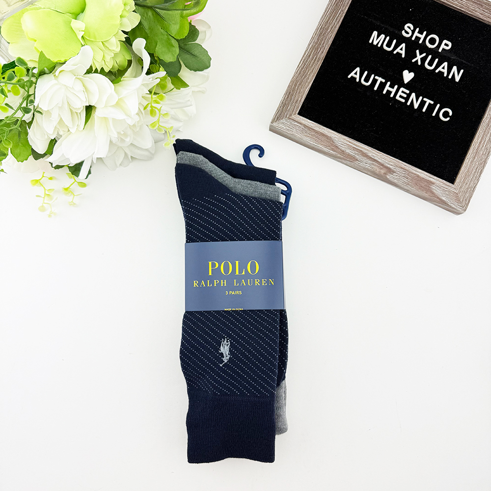 Vớ Polo Ralph Lauren Trouser Dress - Set 3 đôi, Polka-Dot Navy/Grey/Navy