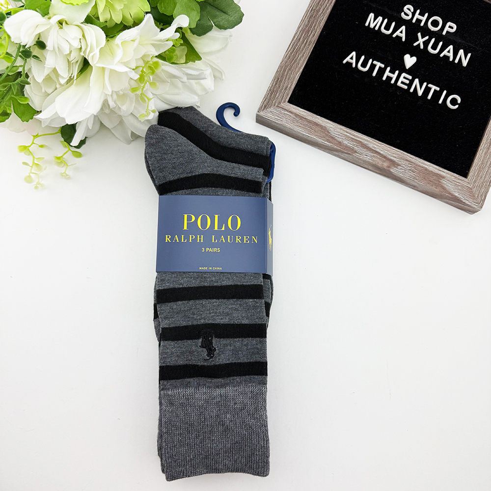 Vớ Polo Ralph Lauren Trouser Dress - Set 3 đôi, Grey Stripe/Black/Grey