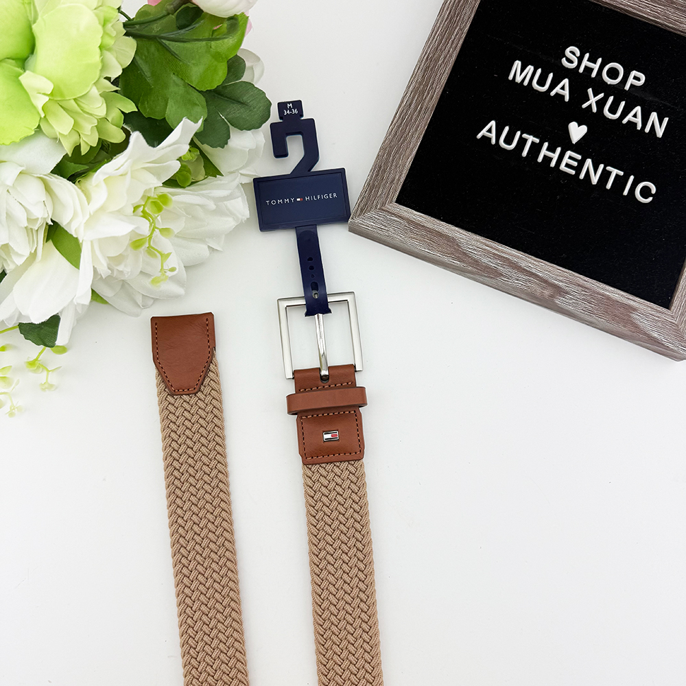 Thắt lưng Tommy Hilfiger Fabric Web Braided Belt - Khaki, Size M (34-36)