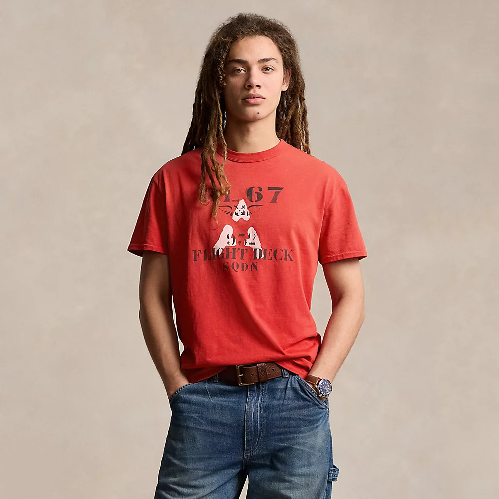 Áo Polo Ralph Lauren Classic Fit Slub Jersey Graphic - Red, Size S