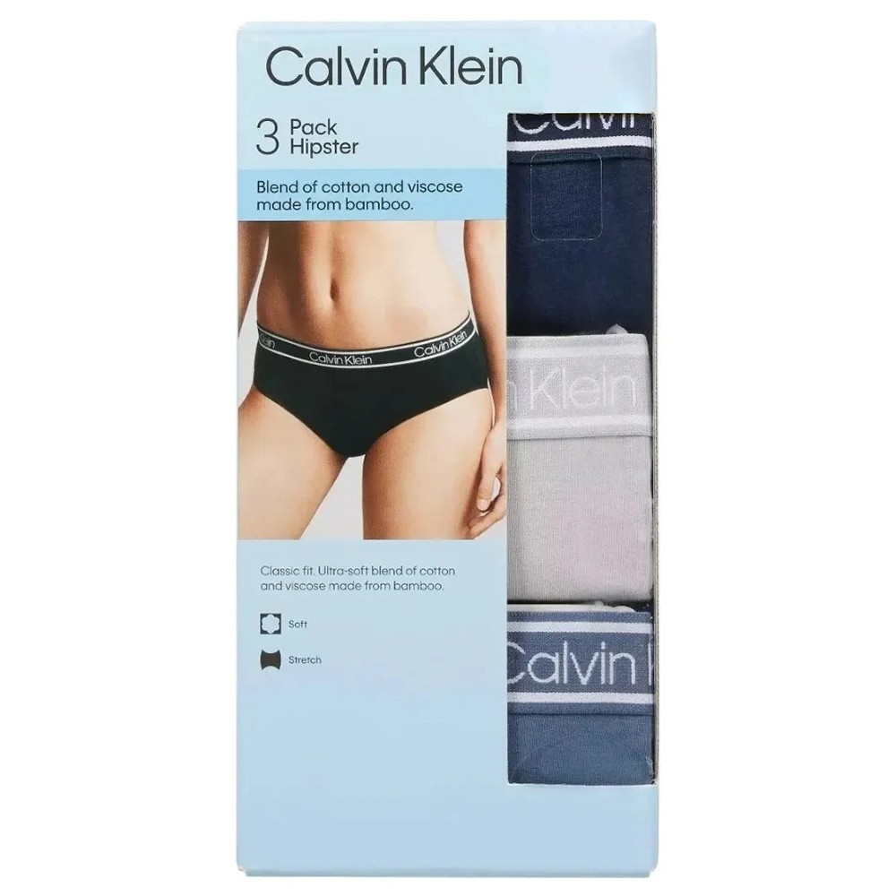 Set 3 quần Calvin Klein Ladies' Hipster - Navy Blue/Light Gray/Light Blue, Size M