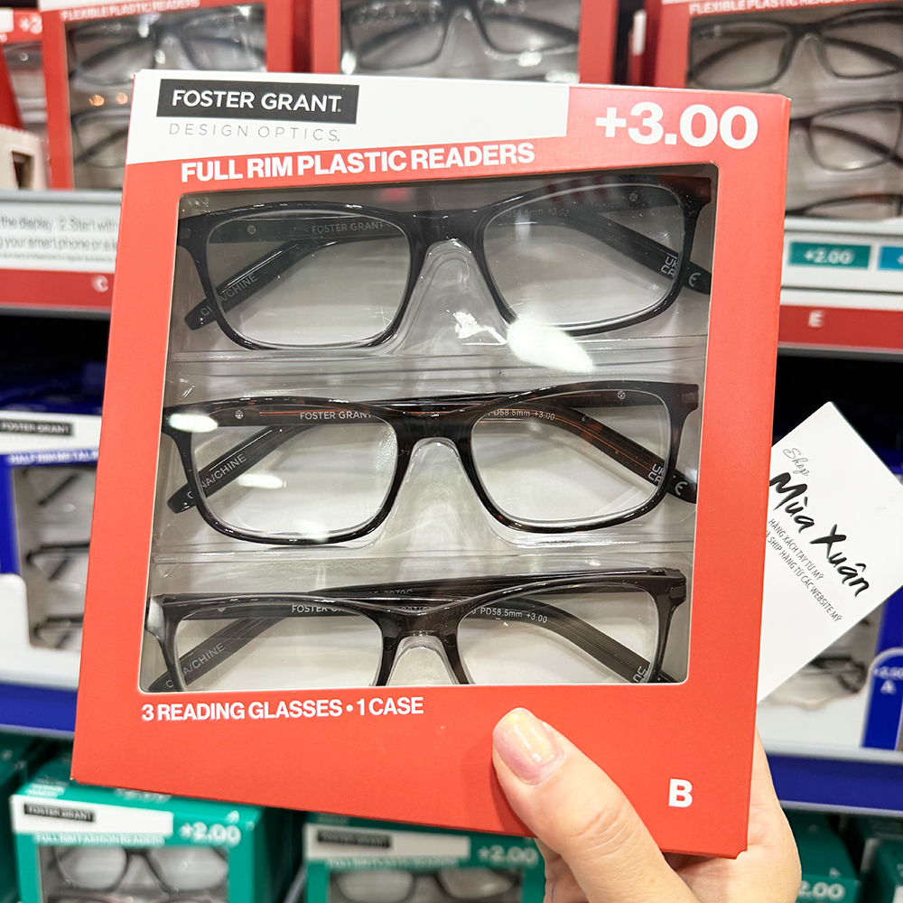 Set 3 gọng kính Design Optics by Foster Grant Cole Full Rim Rectangular +3.00 - Mẫu B