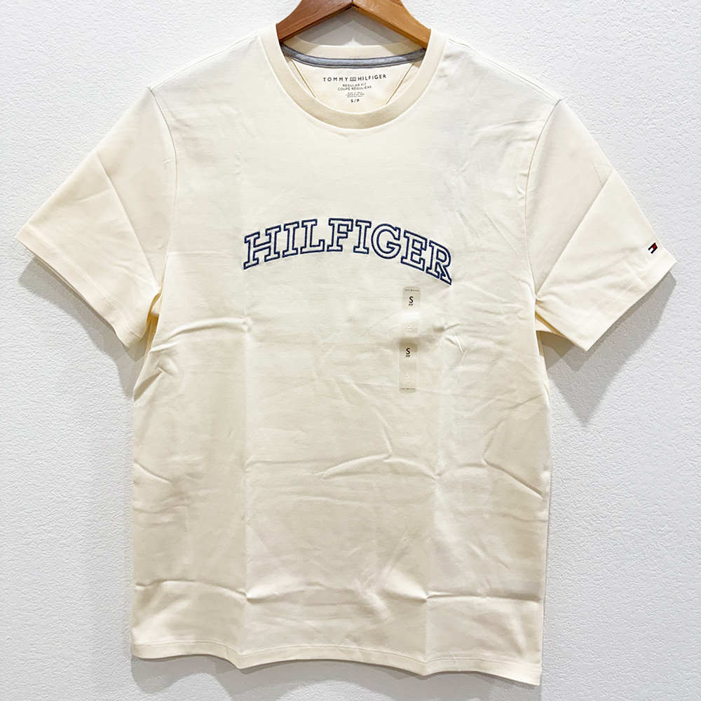 Áo Tommy Hilfiger Embroidered Hilfiger Logo - Beige, Size L