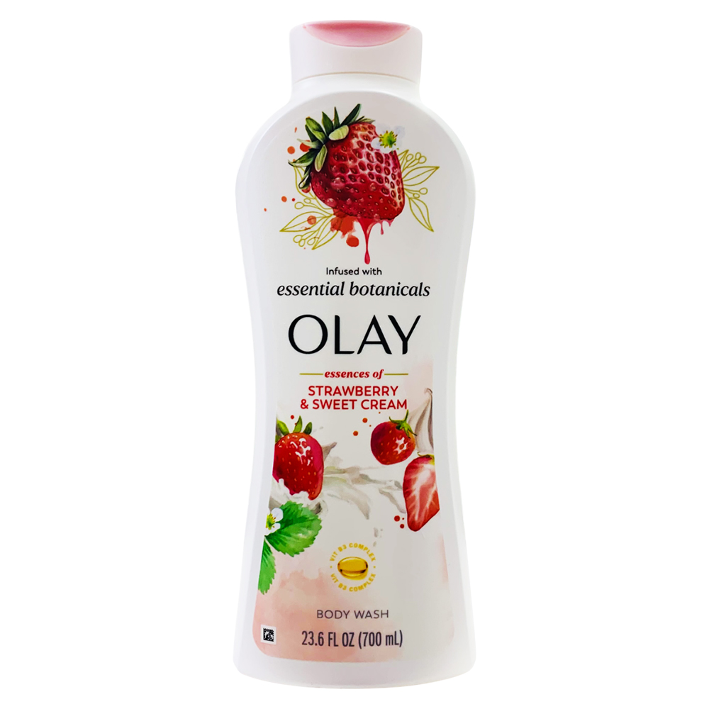 Sữa tắm Olay Infused With Essential Botanicals - Strawberry & Sweet Cream, 700ml