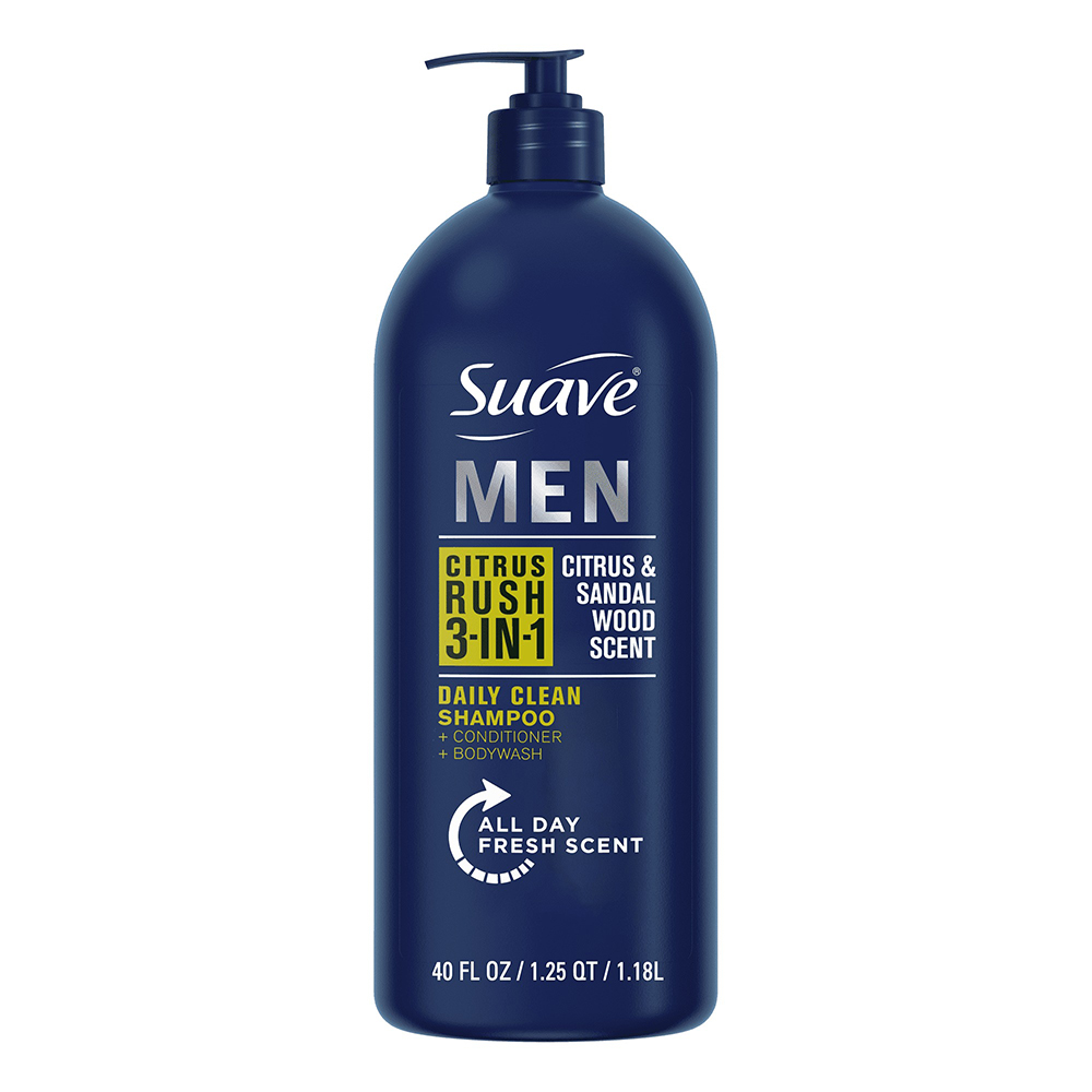 Dầu tắm + gội + xả Suave Men 3in1 - Citrus Rush, 1.18L