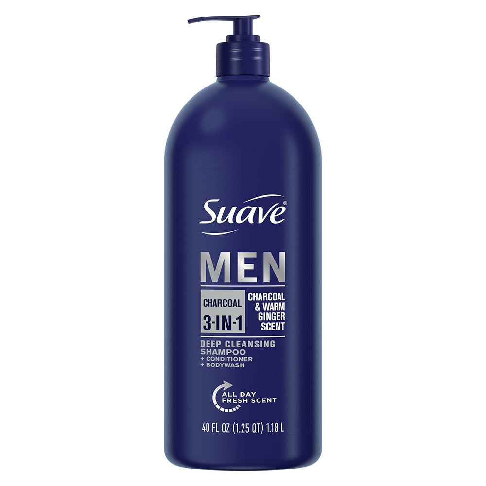 Dầu tắm + gội + xả Suave Men 3in1 - Charcoal, 1.18L