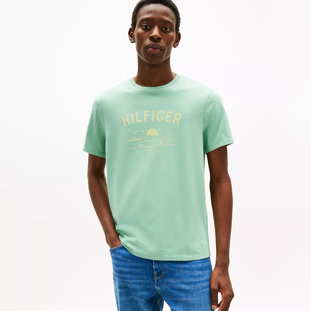 Áo Tommy Hilfiger Hilfiger Wave Logo - Frosted Evergreen, Size S