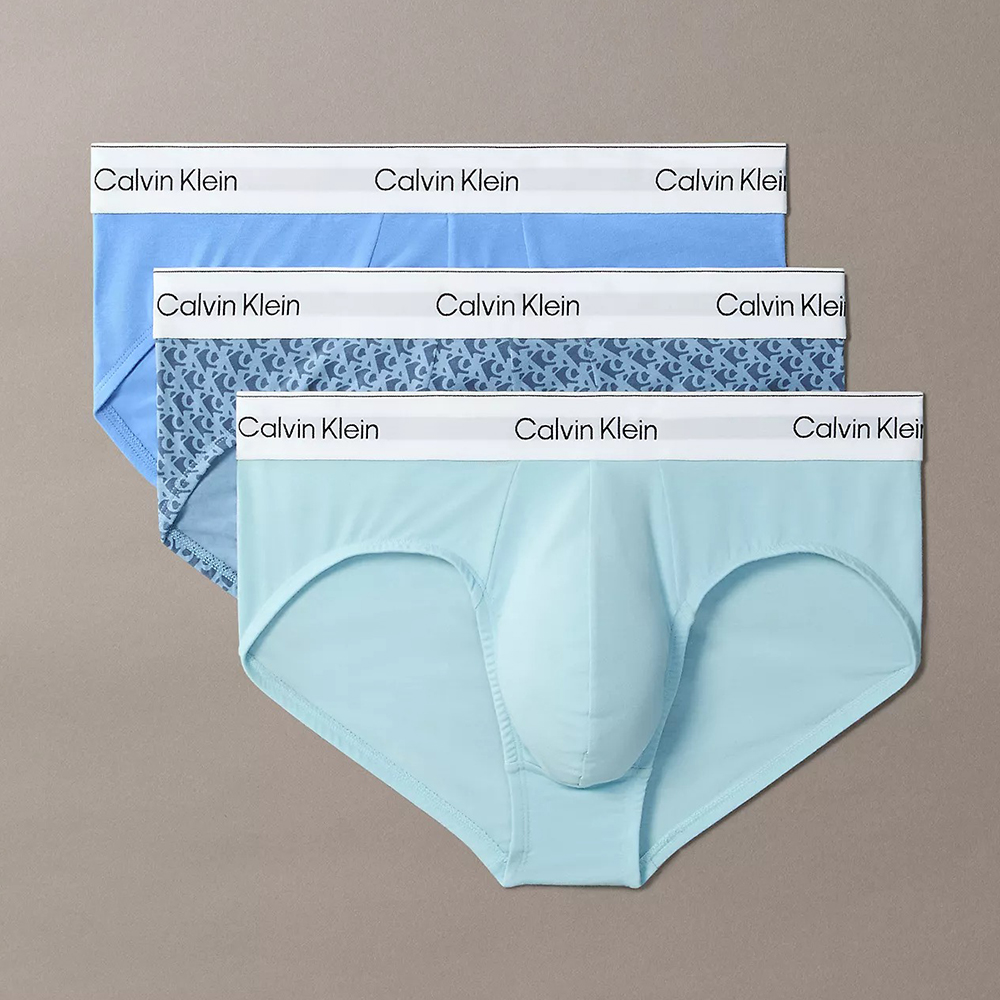 Set 3 quần Calvin Klein Icon Cotton Stretch Hip Brief - Blue/Logo/Mint, Size S