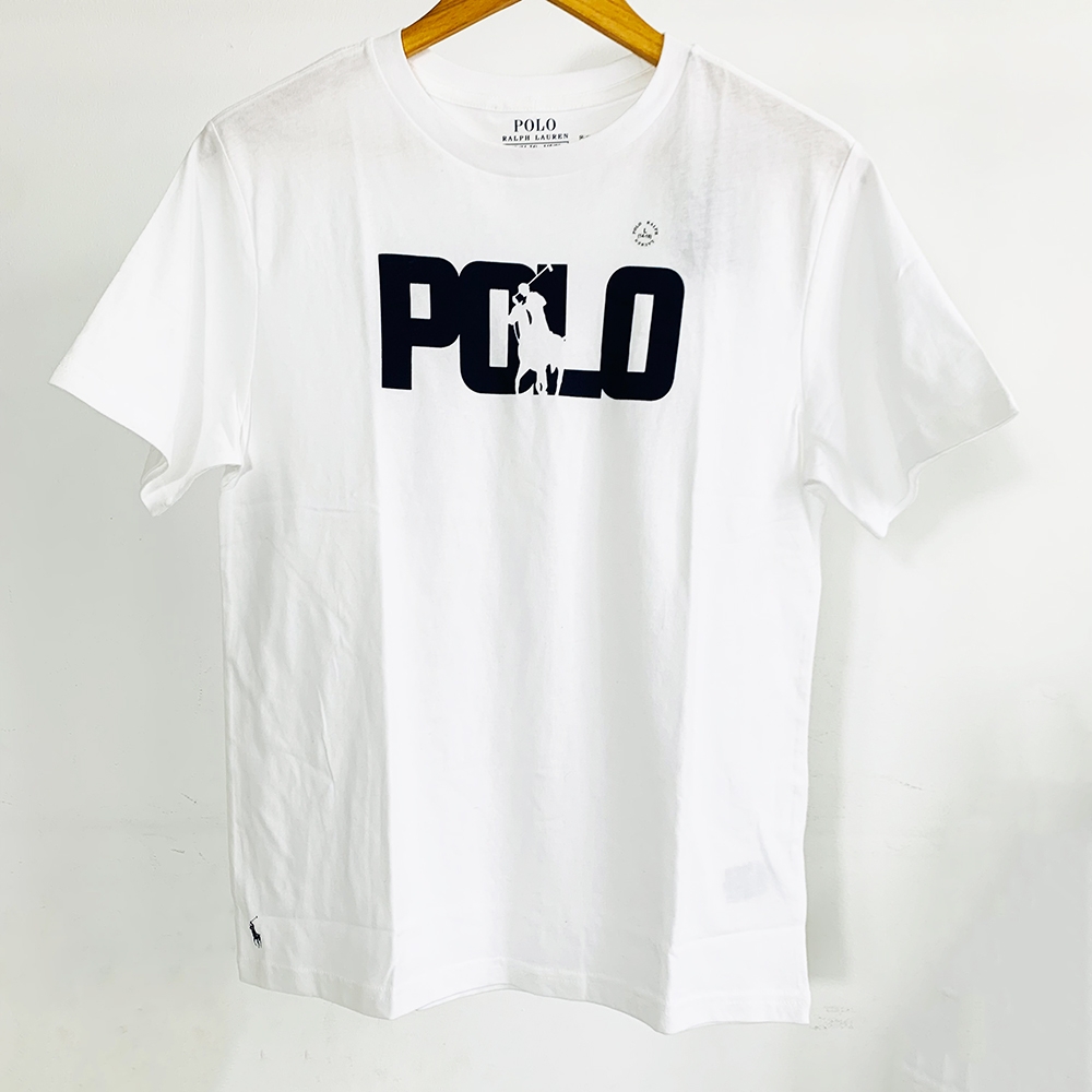 Áo Polo Ralph Lauren Big Pony Logo Cotton Jersey Tee - White, Size L (14-16)