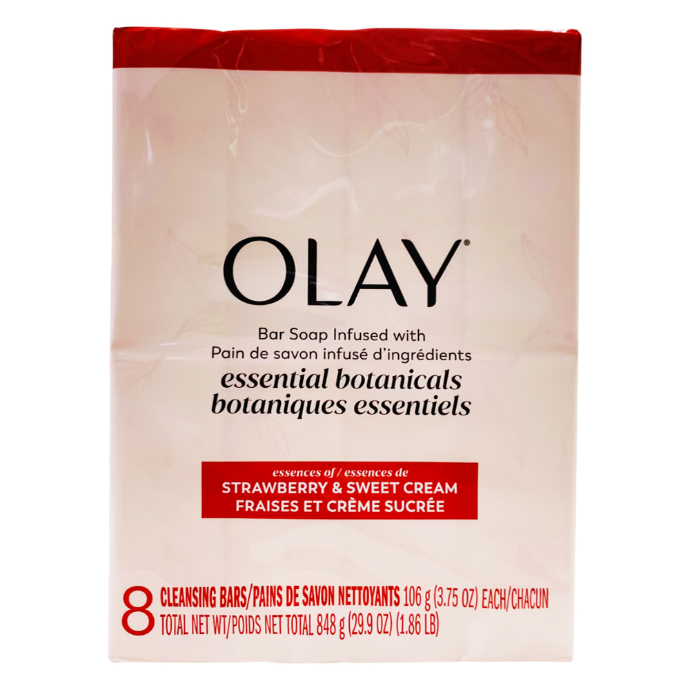 Lốc xà phòng Olay Infused With Essential Botanicals - Strawberry & Sweet Cream, 8 x 106g