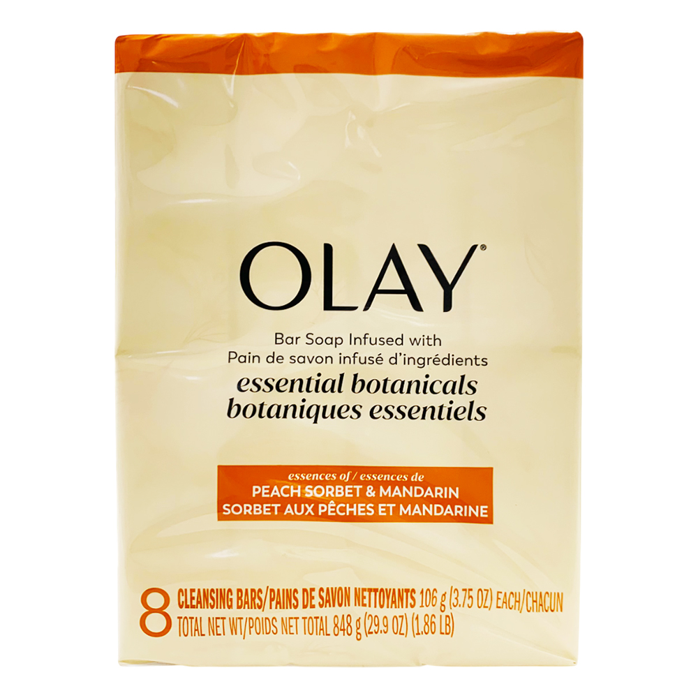 Lốc xà phòng Olay Infused With Essential Botanicals - Peach Sorbet & Mandarin, 8 x 106g