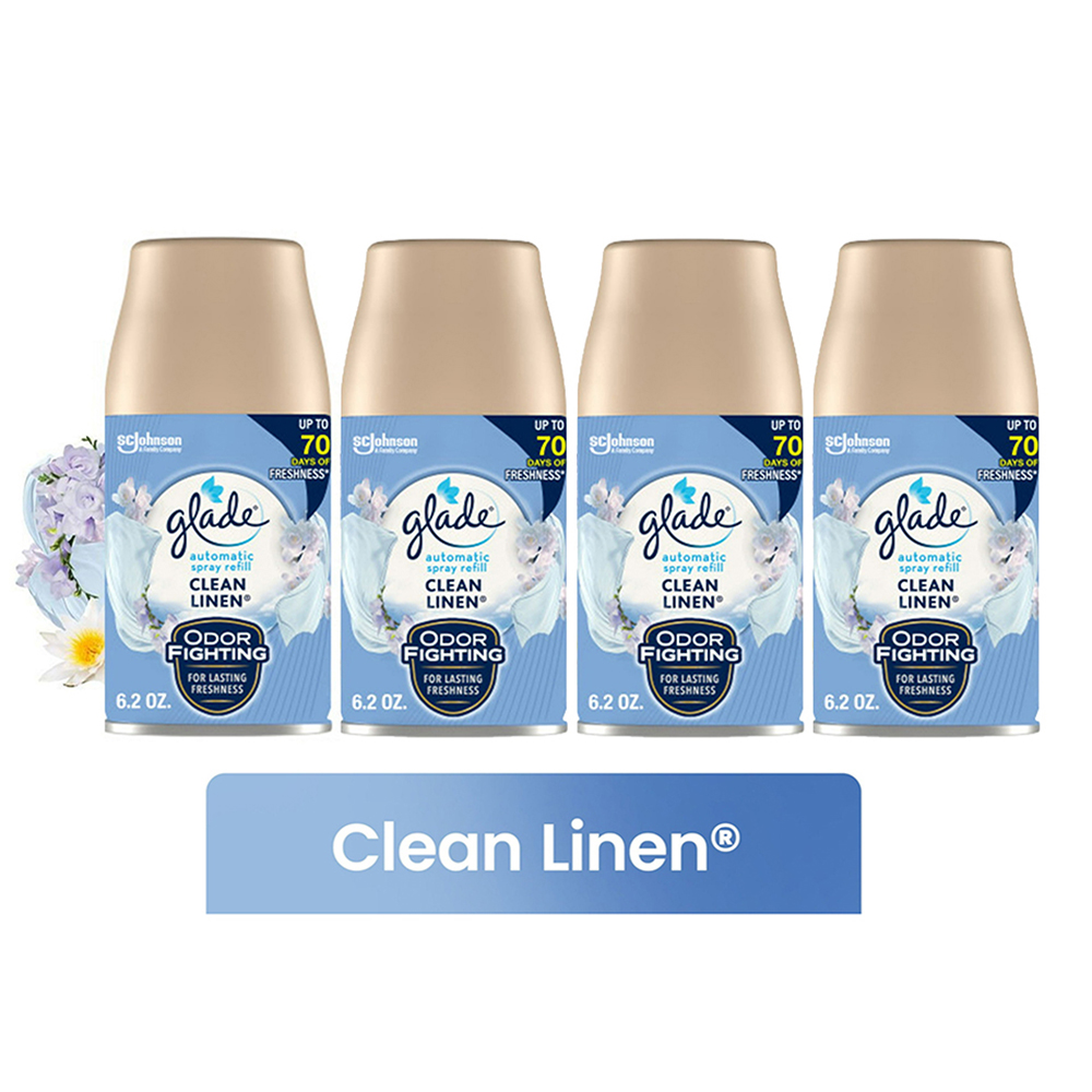 Bộ tinh dầu thơm Glade Automatic Spray Refills - Clean Linen, 4 x 175g