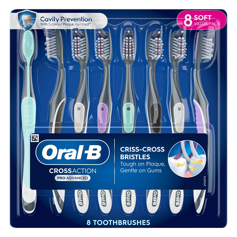Bàn chải răng Oral-B CrossAction Pro-Advanced - Soft, vỉ 8 cái