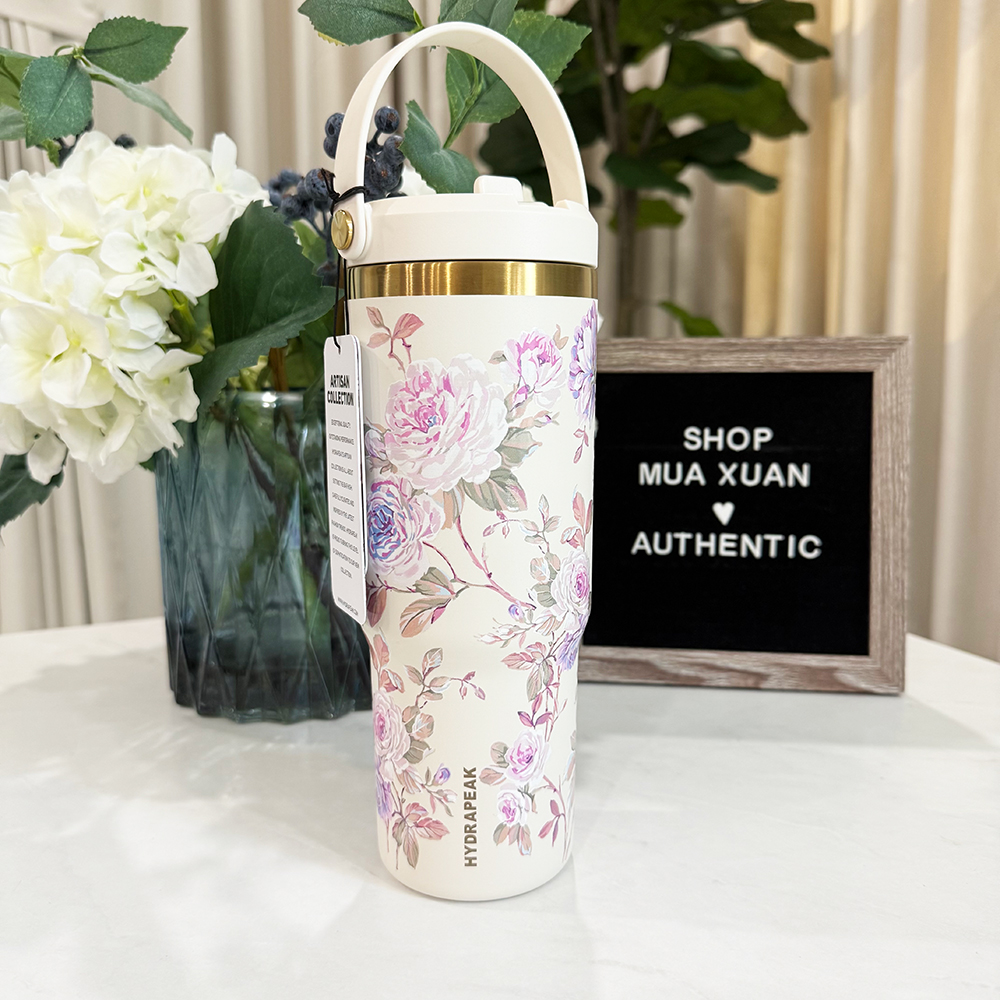 Bình giữ nhiệt Hydrapeak Nomad Bottle With Handle And Straw Lid - Rosevine Gold/Ivory, 946ml