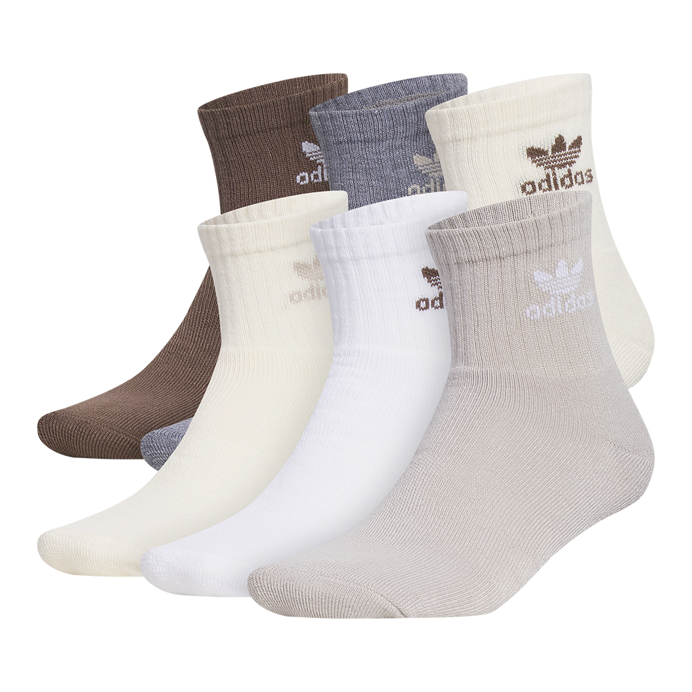 Set 6 đôi vớ Adidas Originals Trefoil Quarter - Wonder Beige/Wonder White/Earth Strata Brown, Size M