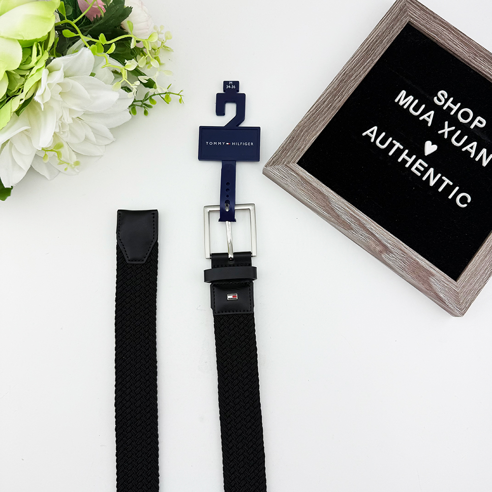 Thắt lưng Tommy Hilfiger Fabric Web Braided Belt - Black, Size M (34-36)