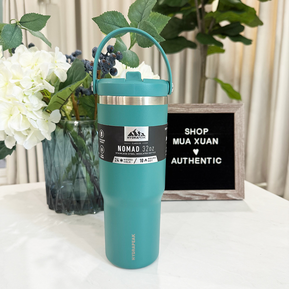 Bình giữ nhiệt Hydrapeak Nomad Bottle With Handle And Straw Lid - Emerald, 946ml