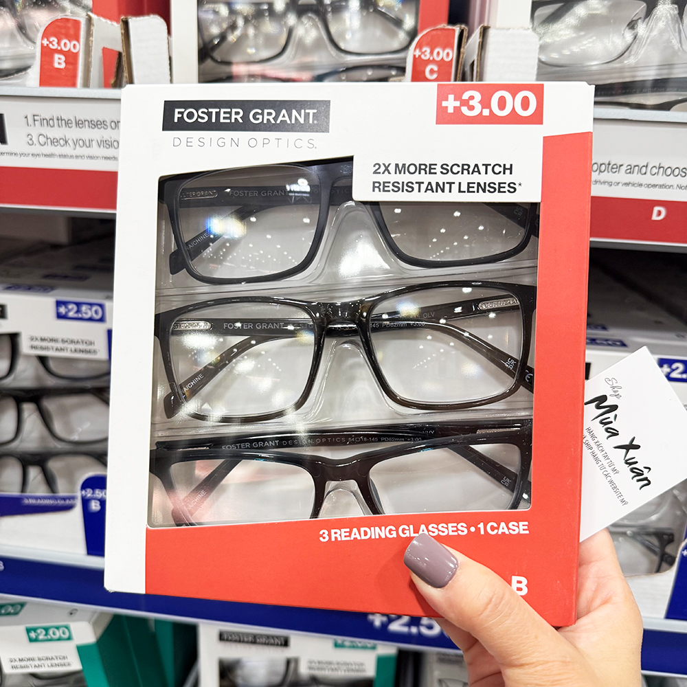 Set 3 gọng kính Design Optics by Foster Grant Classic Plastic Square +3.00 - Mẫu B