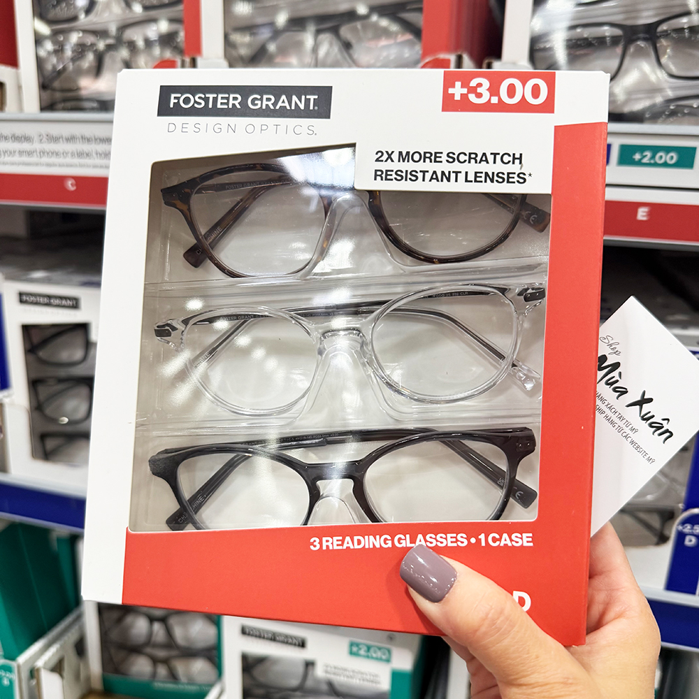 Set 3 gọng kính Design Optics by Foster Grant Classic Plastic Round +3.00 - Mẫu D
