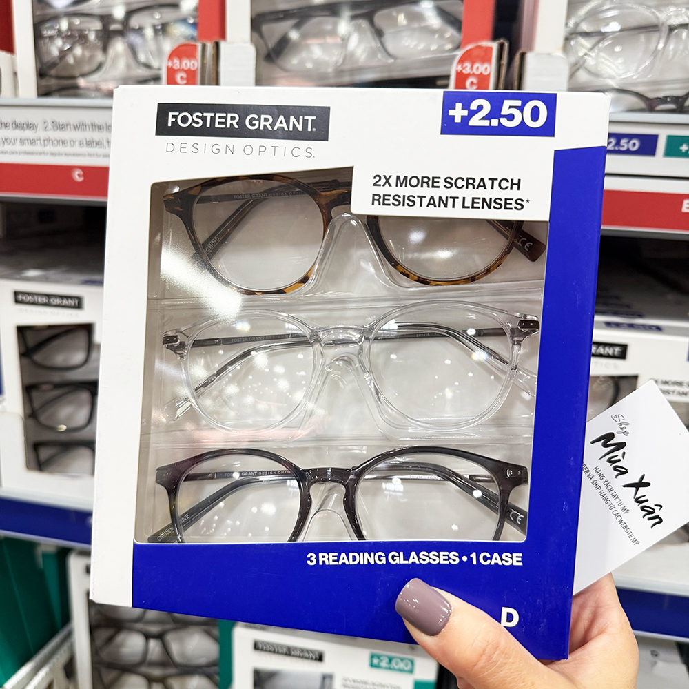 Set 3 gọng kính Design Optics by Foster Grant Classic Plastic Round +2.50 - Mẫu D