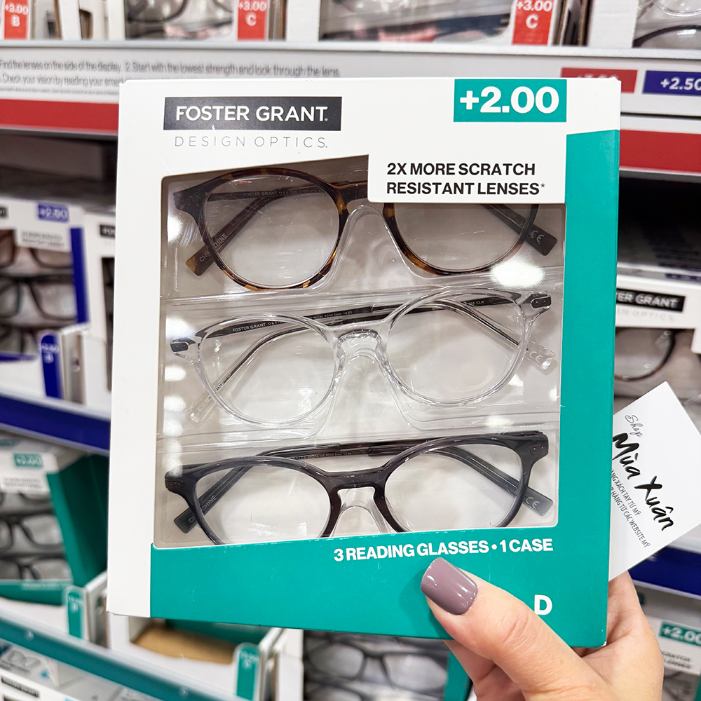 Set 3 gọng kính Design Optics by Foster Grant Classic Plastic Round +2.00 - Mẫu D