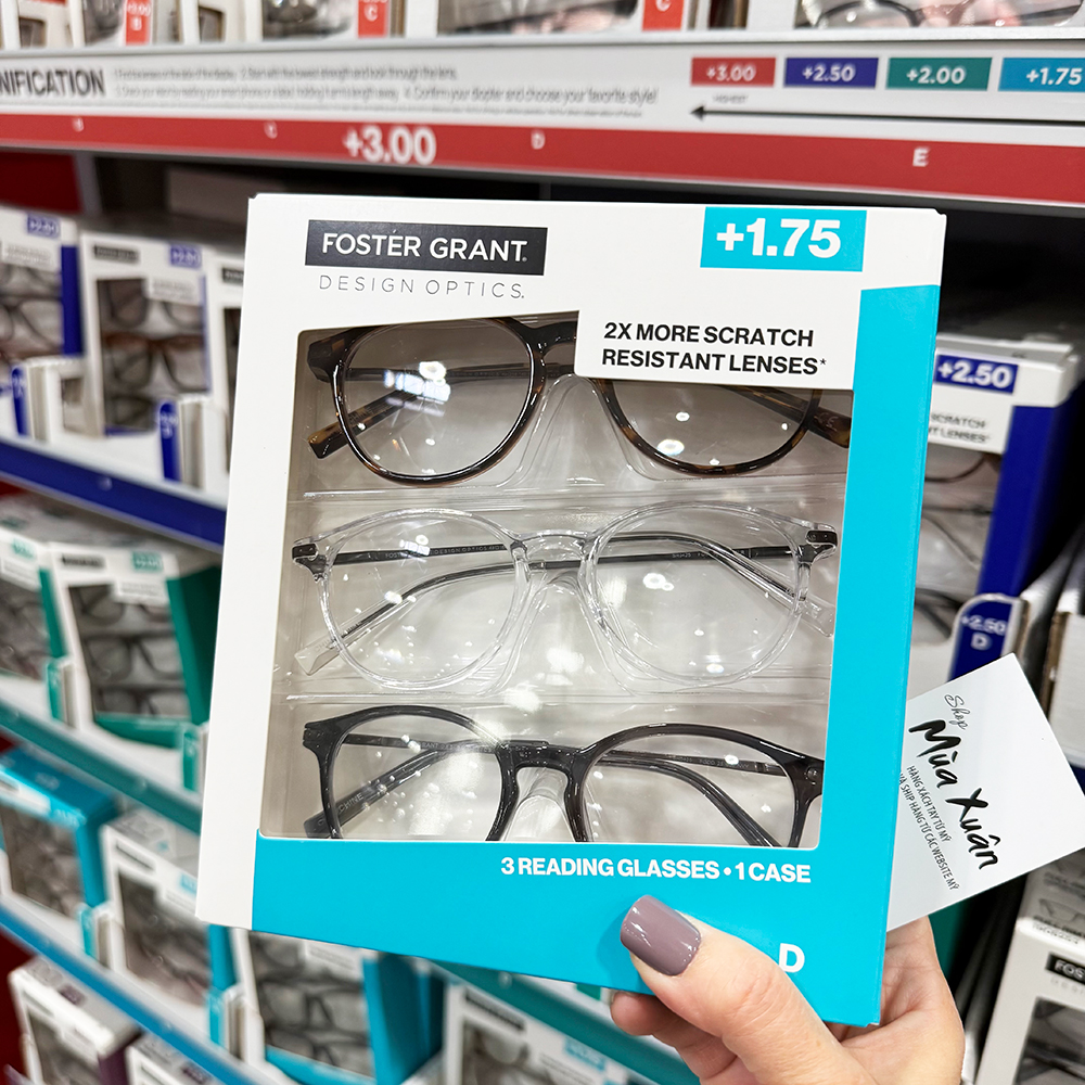 Set 3 gọng kính Design Optics by Foster Grant Classic Plastic Round +1.75 - Mẫu D