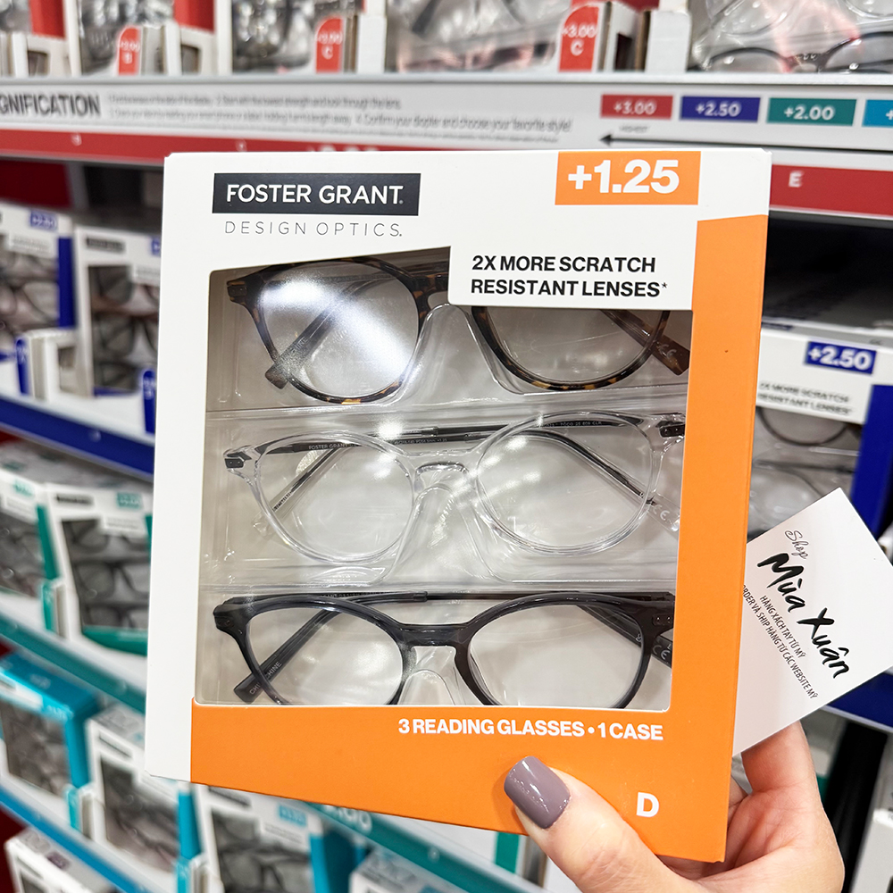 Set 3 gọng kính Design Optics by Foster Grant Classic Plastic Round +1.25 - Mẫu D